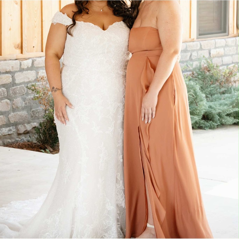 Terracotta chiffon Birdie Grey bridesmaid dress L